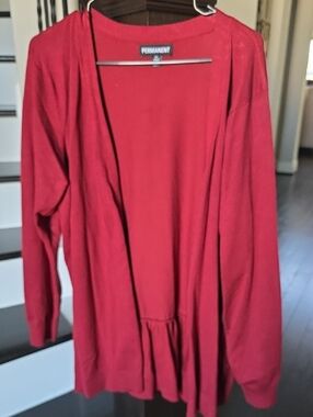 Red Open-Front Women's Cardigan